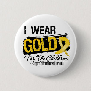 Badge Rond 5 Cm Ruban de Cancer d'enfance pour les enfants