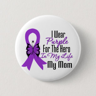 Badge Rond 5 Cm Ruban de Cancer pancréatique mon héros ma maman