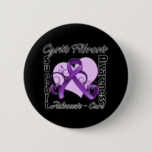 Badge Rond 5 Cm Ruban de coeur - conscience de mucoviscidose