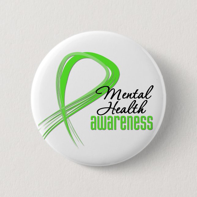 Badge Rond 5 Cm Ruban de conscience de santé mentale (Devant)