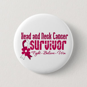 Badge Rond 5 Cm Ruban de fleur de survivant de cancer de la tête