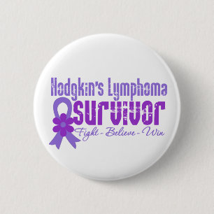 Badge Rond 5 Cm Ruban de fleur de survivant de lymphome de