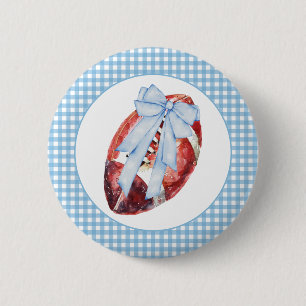 Badge Rond 5 Cm Ruban de football En vichy bleu