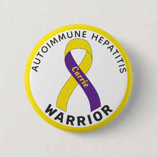 Badge Rond 5 Cm Ruban de guerrier contre l'hépatite auto-immune Bo
