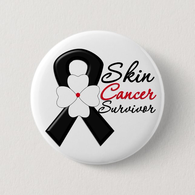 Badge Rond 5 Cm Ruban de la fleur du cancer de la peau (Devant)