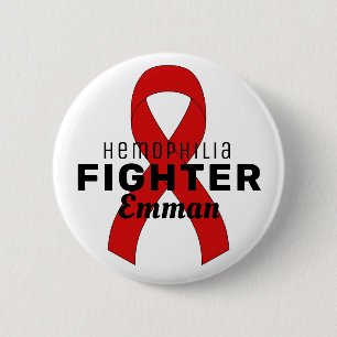 Badge Rond 5 Cm Ruban de l'hémophilie Bouton blanc
