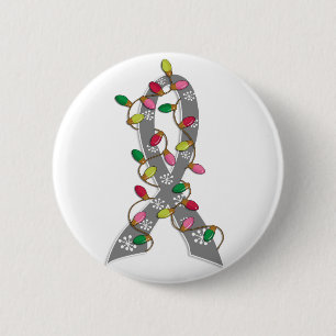 Badge Rond 5 Cm Ruban de lumières de Noël de tumeur cérébrale