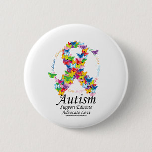 Badge Rond 5 Cm Ruban de papillon d'autisme