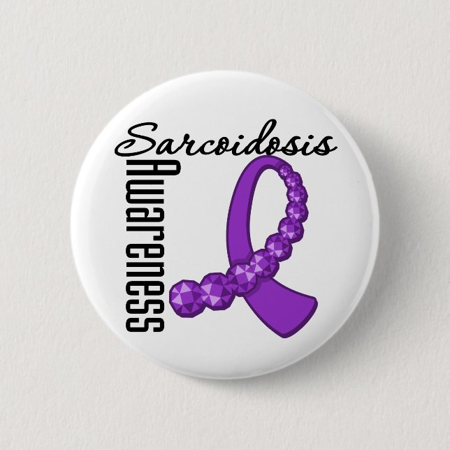 Badge Rond 5 Cm Ruban de pierres précieuses de sensibilisation à l (Devant)