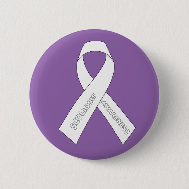 Badge Rond 5 Cm Ruban de sensibilisation à la Scoliose (Devant)