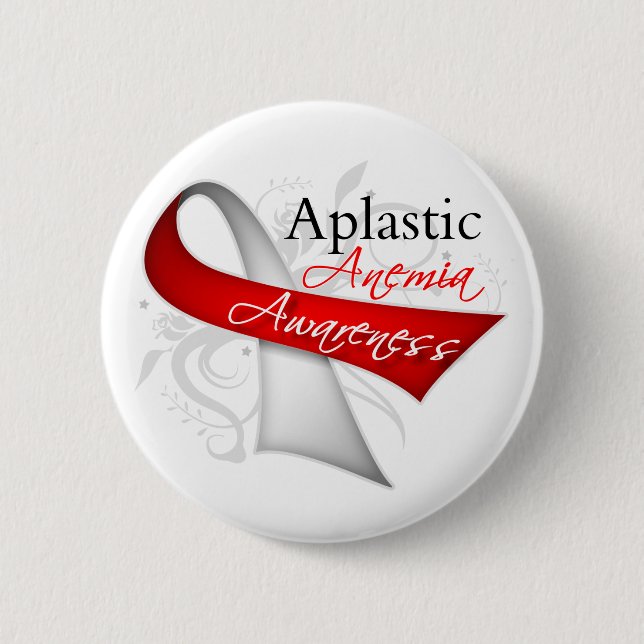 Badge Rond 5 Cm Ruban de sensibilisation à l'anémie plastique (Devant)
