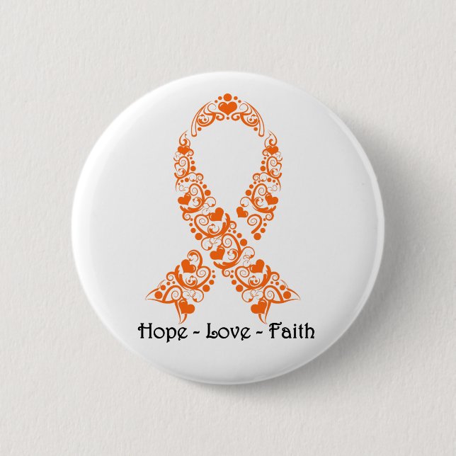 Badge Rond 5 Cm Ruban de sensibilisation à l'orange de Hope (Devant)