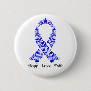 Badge Rond 5 Cm Ruban de sensibilisation au bleu Hope