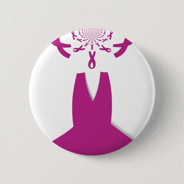 Badge Rond 5 Cm Ruban de sensibilisation au cancer du sein (Devant)
