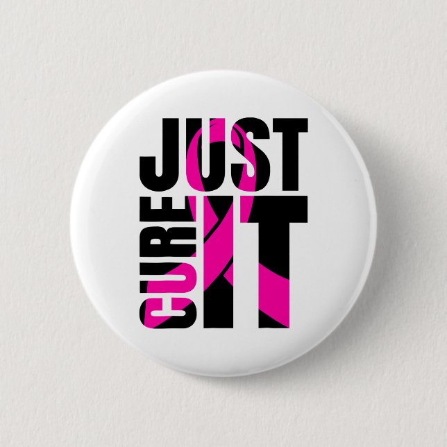 Badge Rond 5 Cm Ruban de sensibilisation au cancer du sein Cure It (Devant)