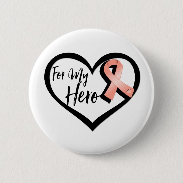 Badge Rond 5 Cm Ruban De Sensibilisation Pour Mon Héros (Devant)