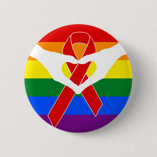 Badge Rond 5 Cm Ruban de sensibilisation rouge + votre message