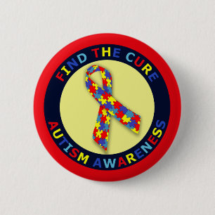 Badge Rond 5 Cm Ruban de sensibilisation sur l'autisme