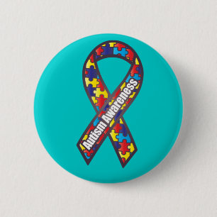 Badge Rond 5 Cm Ruban de sensibilisation sur l'autisme