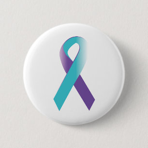 Badge Rond 5 Cm Ruban de sensibilisation Turquoise et violette