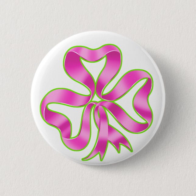 Badge Rond 5 Cm Ruban de shamrock de cancer du sein (Devant)