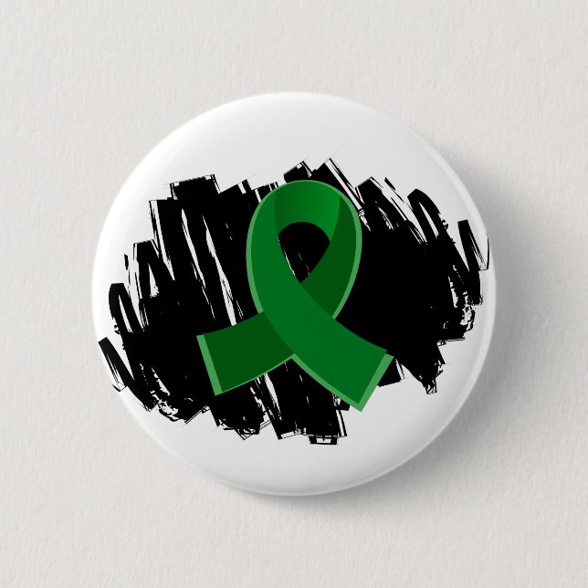 Badge Rond 5 Cm Ruban de vert vert d'affection hépatique avec le (Devant)