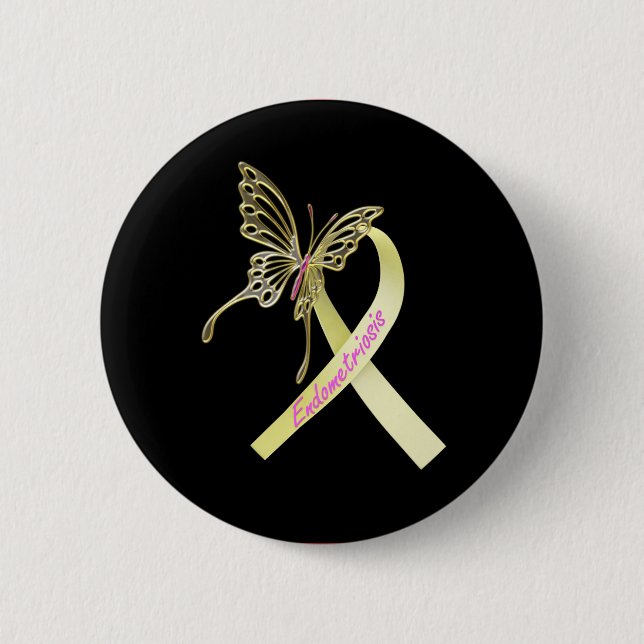 Badge Rond 5 Cm Ruban d'endométriose (Devant)