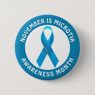 Badge Rond 5 Cm Ruban du Mois de sensibilisation à la microtie ble