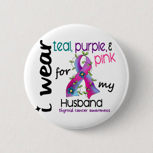 Badge Rond 5 Cm Ruban d'usage du cancer de la thyroïde I pour mon