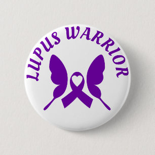 Badge Rond 5 Cm Ruban Lupus Warrior Purple Awareness