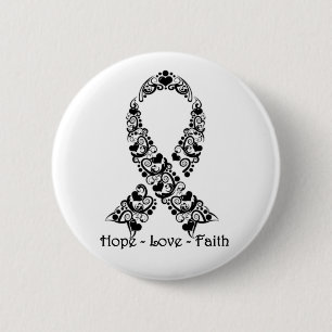 Badge Rond 5 Cm Ruban noir de conscience d'espoir