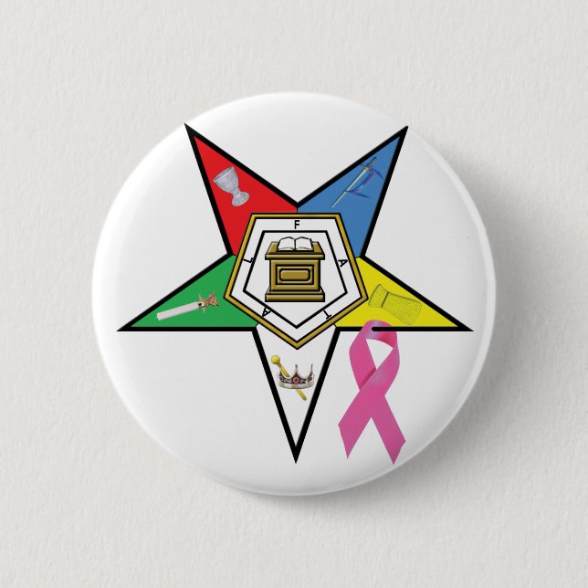 Badge Rond 5 Cm Ruban OES Cancer du sein (Devant)