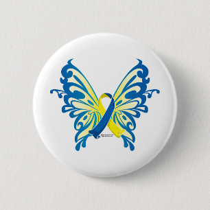 Badge Rond 5 Cm Ruban papillon du syndrome de Down