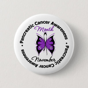 Badge Rond 5 Cm Ruban papillon - Mois du cancer pancréatique
