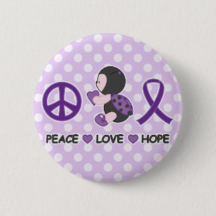 Badge Rond 5 Cm Ruban pourpre de conscience d'espoir d'amour de