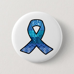 Badge Rond 5 Cm Ruban rétro de sensibilisation au bleu