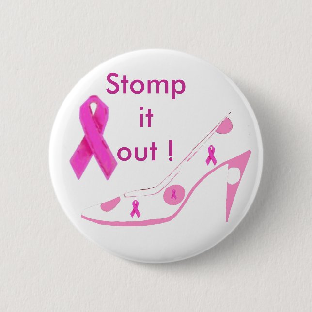 Badge Rond 5 Cm Ruban rose de cancer du sein (Devant)