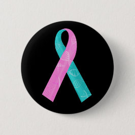 Badge Rond 5 Cm Ruban rose et de Teal BRCA d'ADN