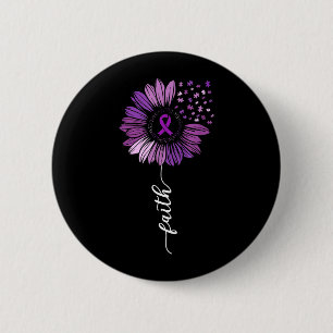 Badge Rond 5 Cm Ruban Tournesol Violet Hommes et Femmes Alzheimers