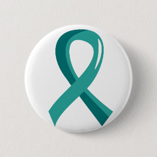 Badge Rond 5 Cm Ruban turquoise 3 de Cancer ovarien