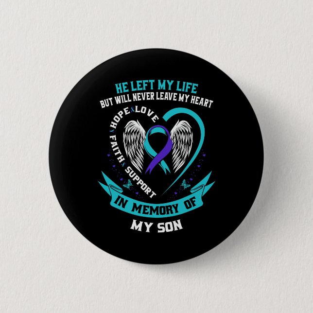 Badge Rond 5 Cm Ruban turquoise et violet de sensibilisation au su (Devant)