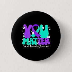 Badge Rond 5 Cm Ruban violet sarcelle de sensibilisation à la prév