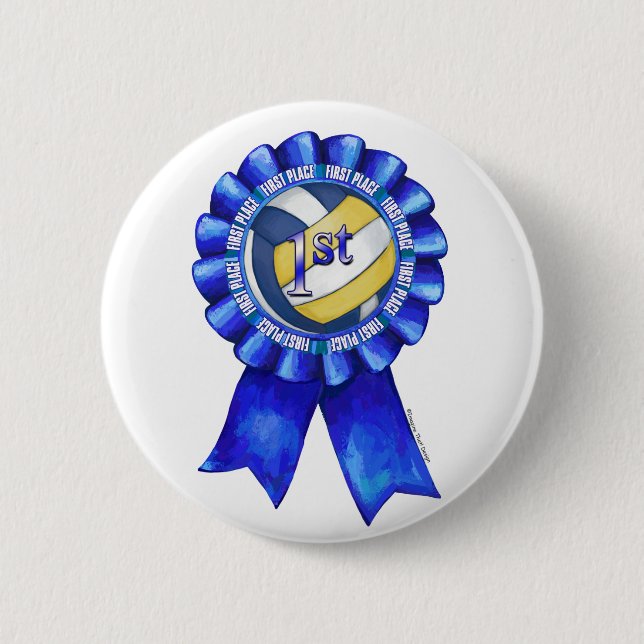 Badge Rond 5 Cm Rubans de Volley-ball 1er (Devant)