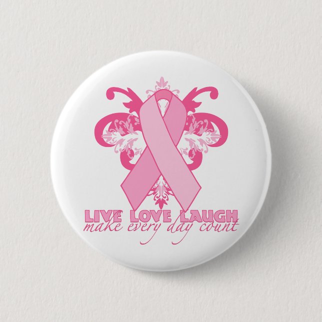 Badge Rond 5 Cm Rubans roses chaque jour (Devant)