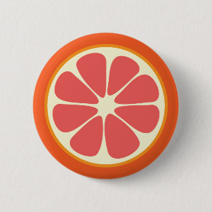 Badge Rond 5 Cm Ruby Red Grapefruit Juicy Sweet Citrus Fruit Slice