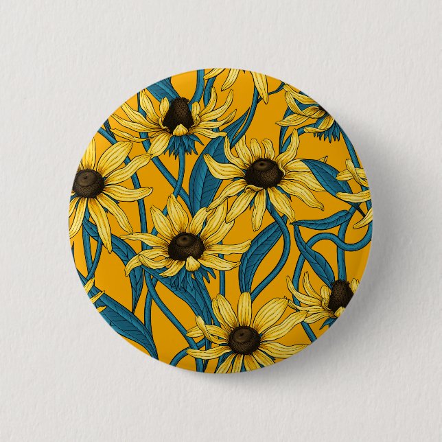 Badge Rond 5 Cm Rudbekia jaune (Devant)