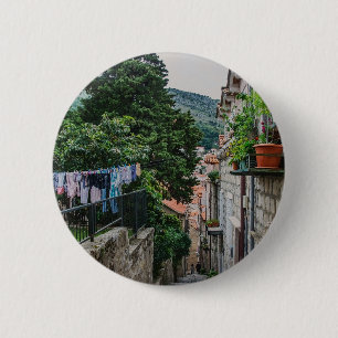 Badge Rond 5 Cm Rue de pierre étroite à Dubrovnik