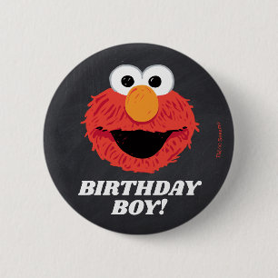 Badge Rond 5 Cm Rue Sésame Elmo Birthday Chalkboard Boy