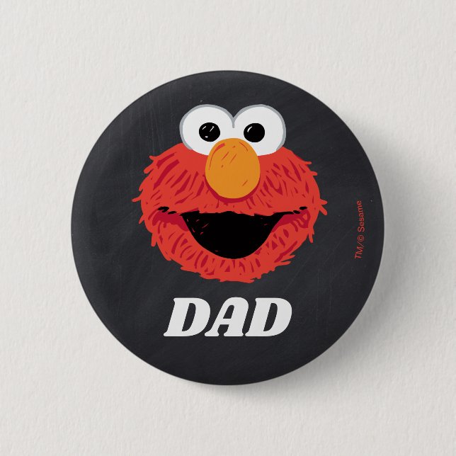 Badge Rond 5 Cm Rue Sésame | Elmo Birthday Chalkboard Papa (Devant)