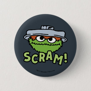 Badge Rond 5 Cm Rue Sésame Oscar the Grouch Scram!